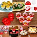 Ver mais imagens de Forma para Cozinhar Ovos Cozedor Ovo em Casca Kit 6 Peças Silicone Antiaderente com Tampa