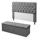 Ver imagem 1 de Cabeceira Mais Calçadeira Baú 0,90cm Recamier Divã para Cama Box Sofia Suede Cinza