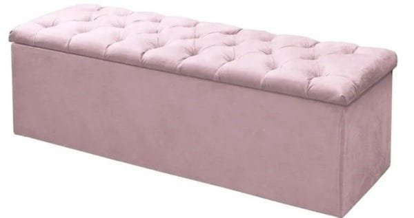 Kit de Cabeceira e Calçadeira Baú Casal Recamier Divã 140cm para Cama Box Sofia Mirage Suede Rosa Ro - 3