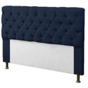 Ver imagem 2 de Cabeceira Mais Calçadeira Baú Recamier Divã Casal 195cm para Cama Box Sofia Mirage Suede Marinho