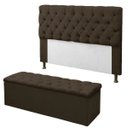 Ver imagem 1 de Cabeceira Mais Calçadeira Baú Recamier Divã Casal King 195cm para Cama Box Sofia Suede Marrom