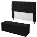 Ver imagem 1 de Cabeceira Mais Calçadeira Baú Recamier Divã Solteiro 0,90cm para Cama Box Sofia Suede Preto