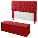 Ver imagem 1 de Cabeceira Mais Calçadeira Baú Recamier Divã Casal King 195cm para Cama Box Sofia Mirage Suede Vermel