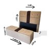 Cabeceira Mais Calçadeira Baú Porta copos Casal 140cm Para Cama Box Suede - 2