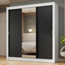 Ver imagem 1 de Guarda-roupa Casal 3 Portas de Correr com Espelho Branco/preto Nobre Madesa Branco/preto