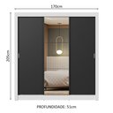 Ver mais imagens de Guarda-roupa Casal 3 Portas de Correr com Espelho Branco/preto Nobre Madesa Branco/preto