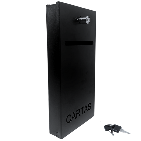Caixa de Correio Slim Frontal 30cm X 15cm Aço Galvanizado Preto com 2 Chaves