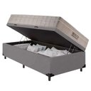 Ver imagem 1 de Cama Baú Solteiro Cinza Colchão Molas Ensacadas Airtech Springpocket 88x188 - Ortobom