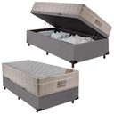 Ver imagem 2 de Cama Baú Solteiro Cinza Colchão Molas Ensacadas Airtech Springpocket 88x188 - Ortobom