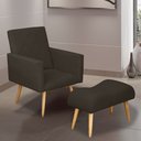 Ver imagem 1 de Poltrona Decorativa Nina e Banqueta Josi Suede Marrom - MV Estofados Shop