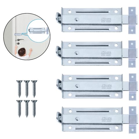 Ferrolho Trinco Tarjeta Fecho Chato para Porta Janela Portão 5,5cm Zincado | Silvana | Kit 04 Un