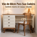 Ver imagem 3 de Mesa Escrivaninha 4 Gavetas Esquerda Clássica Pés Luiz Xv Sala Quarto Ecomem Off White - Imbuia