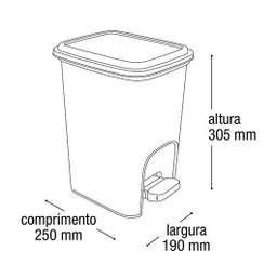 Lixeira 7L Rattan Com Pedal Montada Cinza 25738Pm Arqplast - 2