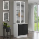 Ver imagem 2 de Kit Balcão + Cristaleira 70cm Branco/preto Lux Madesa 01