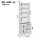 Ver imagem 7 de Kit Balcão + Cristaleira 70cm Branco/Preto Lux Madesa 01