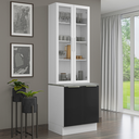 Ver imagem 1 de Kit Balcão + Cristaleira 70cm Branco/Preto Lux Madesa 01