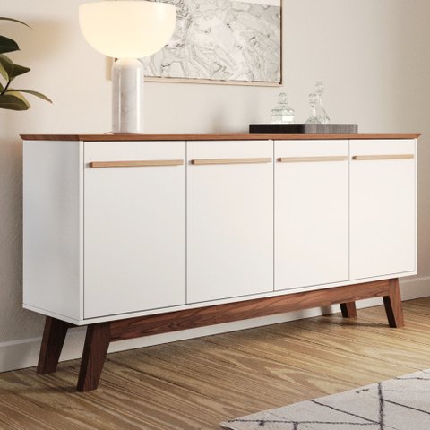 Buffet Aparador Atta Quatro Portas com Pés de Madeira