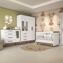 Ver imagem 1 de Quarto de Bebê Completo com Berço Cômoda e Guarda Roupa com Janela em Acrílico 100% MDF Jolie retrô