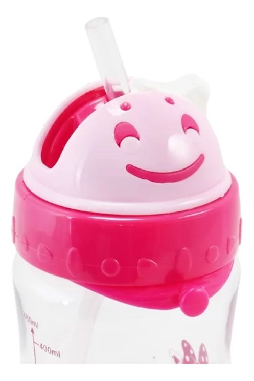 Garrafa Squeeze Infantil Escolar com Canudo e Alça 460 Ml Jacki Design Pink/gatinha - 4