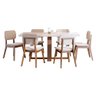 Mesa de Jantar Retangular com Vidro Wood e 6 Cadeiras Class Off White/Nature 160x90 Fabrispuma - 1