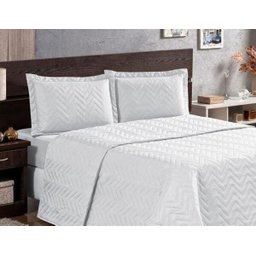 KIT COBRE LEITO PRATIC CASAL QUEEN 03 PECAS MATELADO BRANCO - 2