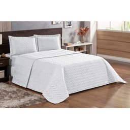 KIT COBRE LEITO PRATIC CASAL QUEEN 03 PECAS MATELADO BRANCO - 1