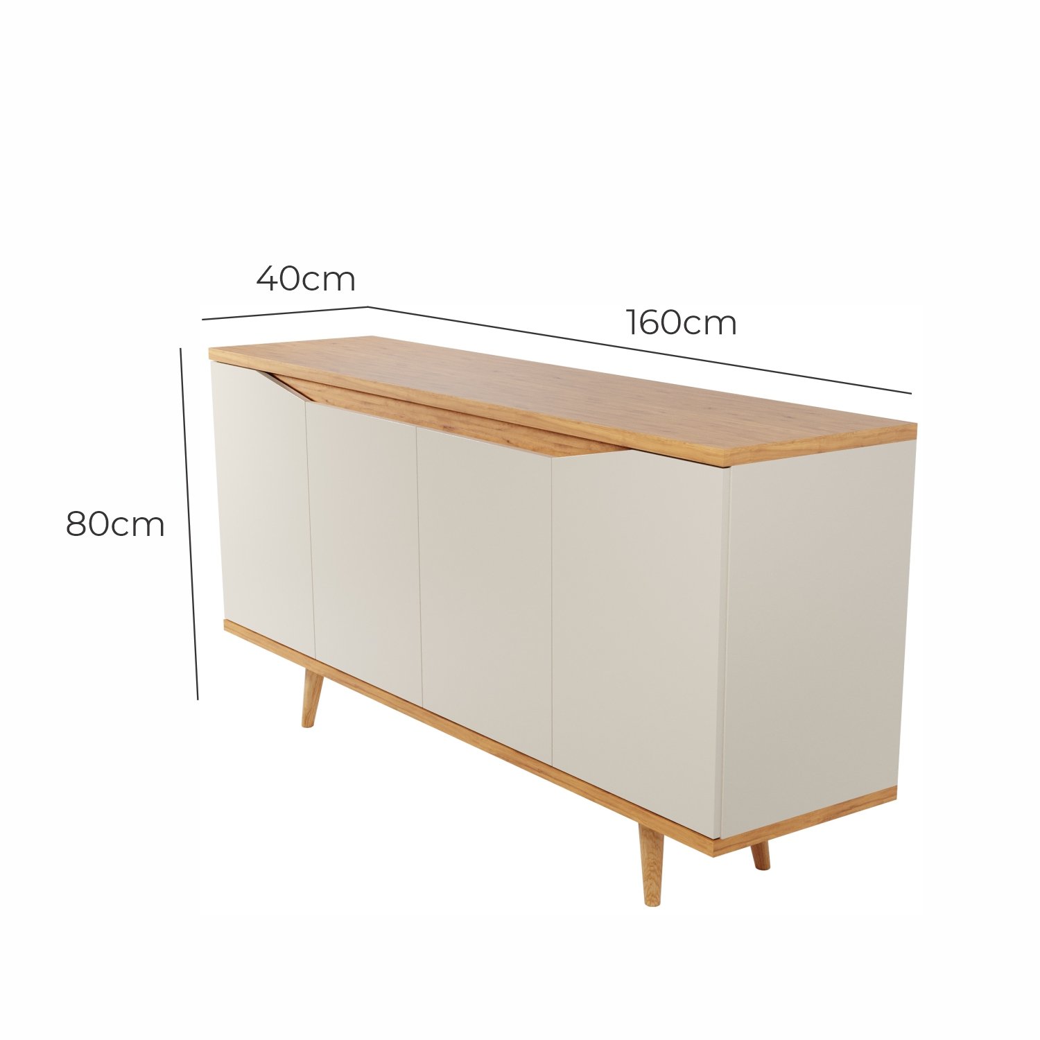 Buffet Aparador Pass 4 Portas Babus - Off White / Noce - 3