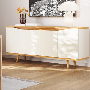 Buffet Aparador Pass 4 Portas Babus - Off White / Noce