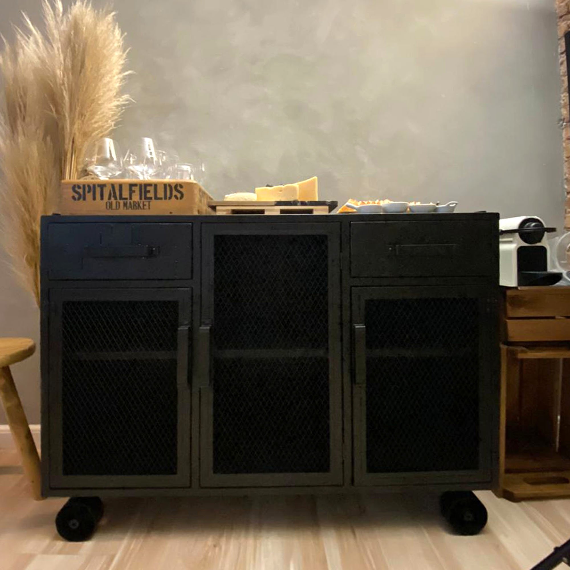 Balcão Buffet Bronx - Estilo Industrial em Ferro Seu Bento Mobilia 210cm L - 4