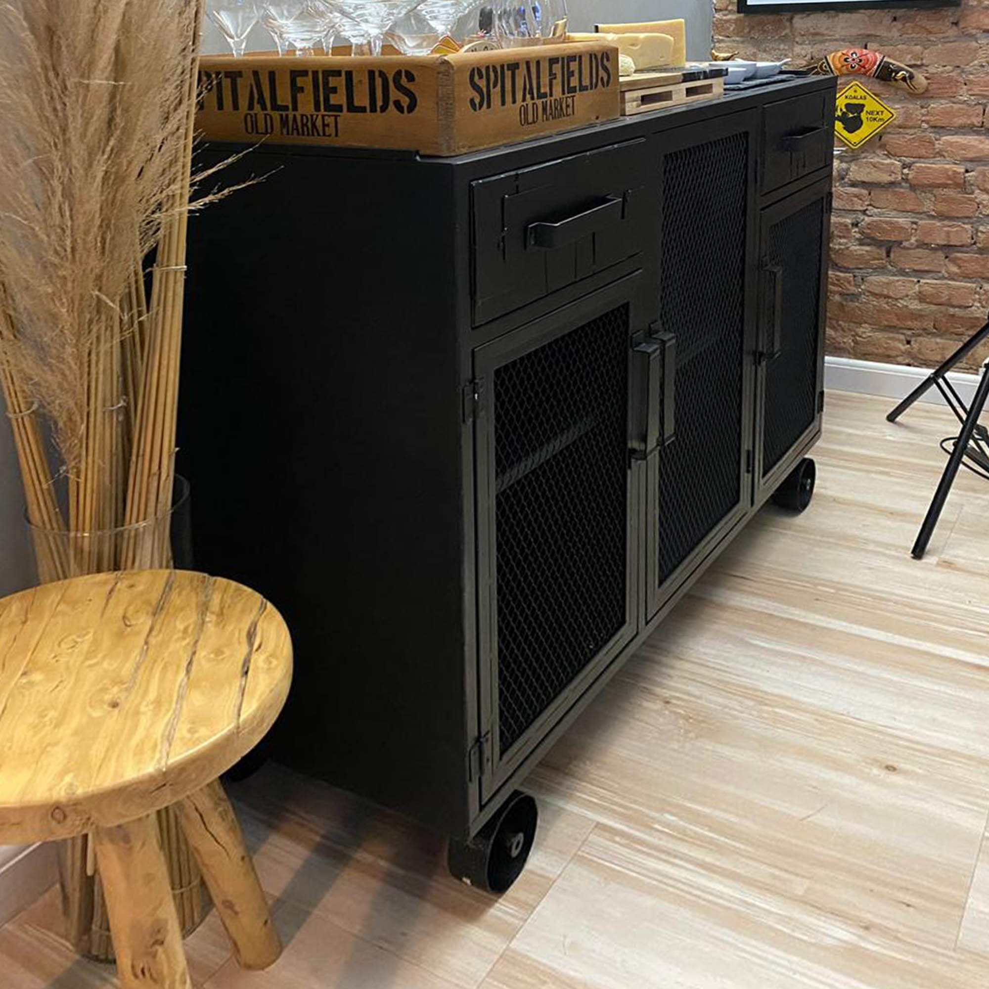 Balcão Buffet Bronx - Estilo Industrial em Ferro Seu Bento Mobilia 210cm L - 3