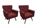Ver imagem 1 de Kit 2 Poltronas Decorativa Aurora Suede Marsala Pés Madeira Ms Decor