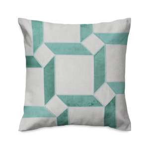 Capa de almofada VivaIN bordada em linho com veludo acqua