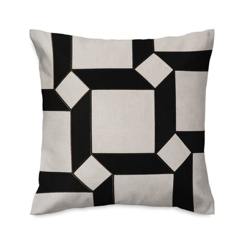 Capa de almofada VivaIN bordada em linho com veludo preto