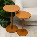 Ver imagem 1 de Conjunto de Mesas Redondas Maior e Menor para Decorar Ambiente Amadeirada Estilo Nórdico