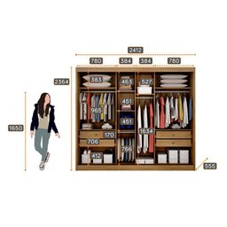 Dormitório Casal Completo com Espelho 3 Peças 2 Portas 14 Gavetas - Orion-cumaru/ripado3d - Móveis N - 5