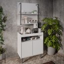 Ver imagem 2 de Aparador Cantinho do Café e Painel 2 Prateleiras Flora M24 Branco - Mpozenato