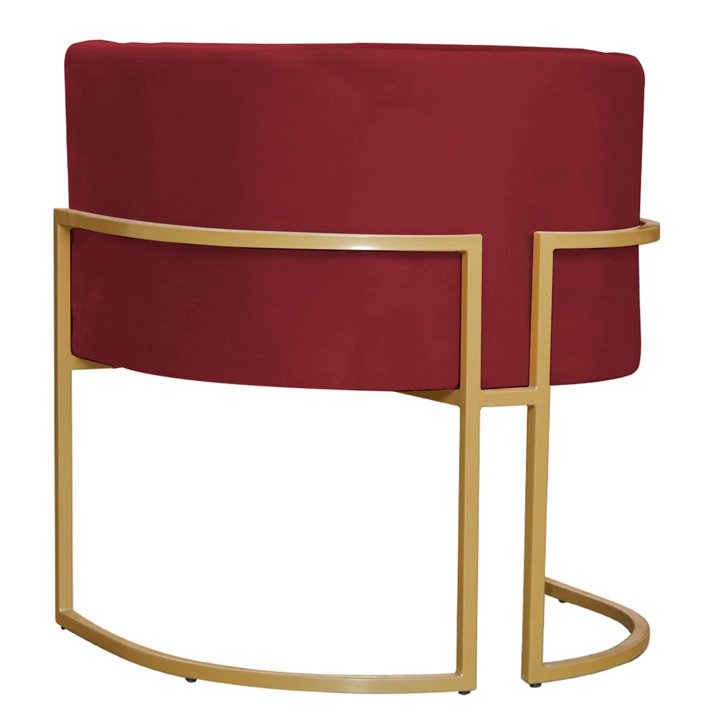 Kit 2 Poltronas Decorativa Sala de Estar Luana Base Gold Veludo Vermelho - Montanaris Decor - 7