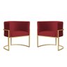 Kit 2 Poltronas Decorativa Sala Estar Recepção Escritório Luana Base Gold Veludo Vermelho Montanaris - 1