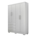 Ver imagem 2 de Guarda Roupa Solteiro com Pés 4 Portas 3 Gavetas - Berlim-branco - Móveis Novo Horizonte