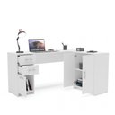 Ver imagem 4 de Mesa em L com 2 Gavetas e 3 Portas Branca Madri Politorno
