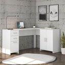 Ver imagem 3 de Mesa em L com 2 Gavetas e 3 Portas Branca Madri Politorno