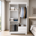 Ver mais imagens de Guarda Roupa Roupeiro Paris Casal 4 Portas 2 Gavetas 3 Prateleiras 2 Cabideiros Branco
