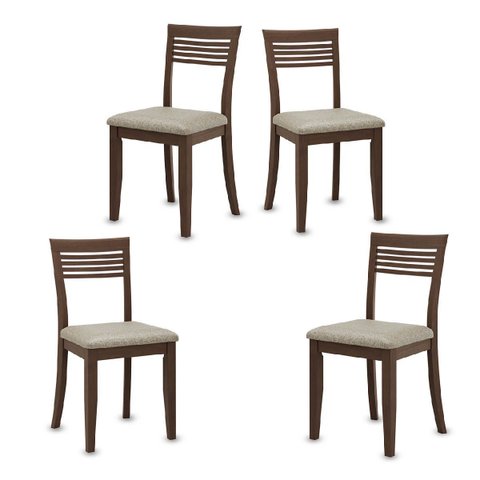 Conjunto Rubi com 4 Cadeiras Madeira Pinus Café - Finestra