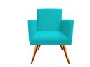 Ver imagem 3 de Kit Namoradeira + 2 Poltronas Decorativa Nina Suede Azul Tifany Pés Madeira Mz Decor