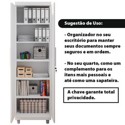 Armário Multiuso 2 Portas com Chave Organizador Home Office Lavanderia Branco - Lh Móveis - 12