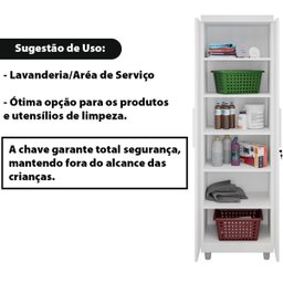Armário Multiuso 2 Portas com Chave Organizador Home Office Lavanderia Branco - Lh Móveis - 11