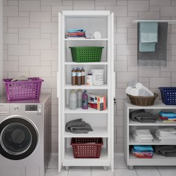 Armário Multiuso 2 Portas com Chave Organizador Home Office Lavanderia Branco - Lh Móveis - 7