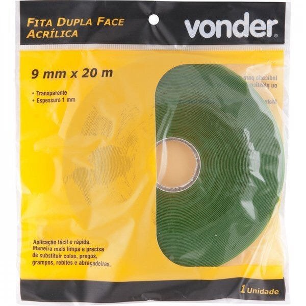 Fita dupla face acrílica 9 mm x 20 m Vonder - 2