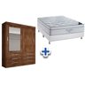 Cama Box Casal + Colchão Freedom Ortobom + Guarda Roupa Sonare Canela - 1