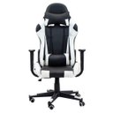 Ver imagem 1 de Cadeira Gamer Ergonômica Reclinável 180 Graus em Couro Sintético Preto e Branco